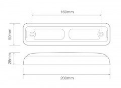 Achterlicht Universeel 40cm kabel 200 x 50 x 28mm Opbouw remlicht knipperlicht    achterlicht  160mm IP67 12/24v CE, ECE-R10 / R7 / R6