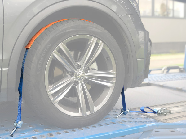 Spanband voor autotransporter  overval-model blauw/oranje 50mm 3900mm Novio Cargo