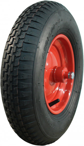 Luchtband + wiel kruiwagenas 4.80/4.00-8 V-6635 4PR + 2.50Ax8 ET0 NL186 250,0 staal rood