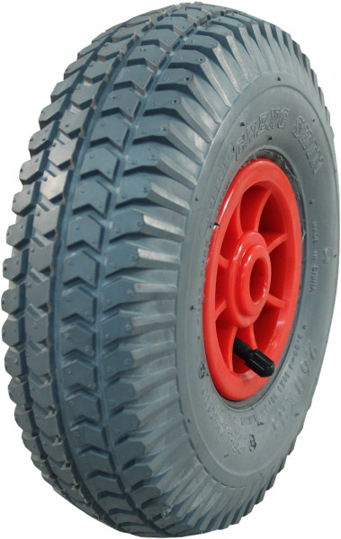 Luchtband + wiel 3.00-4 C-248 4PR + 2.10x4 rollager Ø20 NL75 kunststof rood
