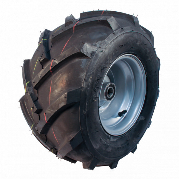 Luchtband + wiel 18x9.50-8 HF-255 4PR + 7.00Ax8H2 ET0 NL90 A3 staal grijs links