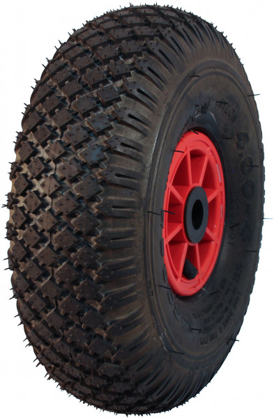 Luchtband + wiel 4.00-4 S-2303 4PR + 2.10x4 rollager Ø20 NL75 kunststof rood