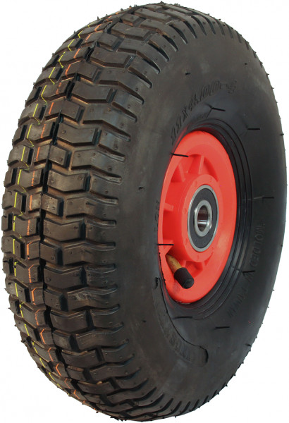 Luchtband + wiel 11x4.00-4 V-3502 4PR + 2.10x4 NL75 42 A4 kunststof rood