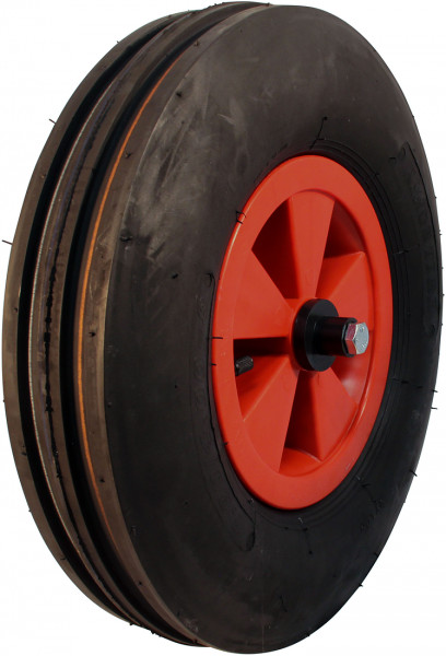 Luchtband + wiel 4.80/4.00-8 V-8502 4PR + 2.50Ax8 NL75 kruiwagenas 130mm kunststof rood