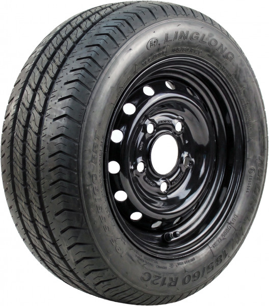 Luchtband + wiel 185/60 R12C R701 M+S + 5½Jx12H2 ET30 67/112/5 104/101 N staal zwart