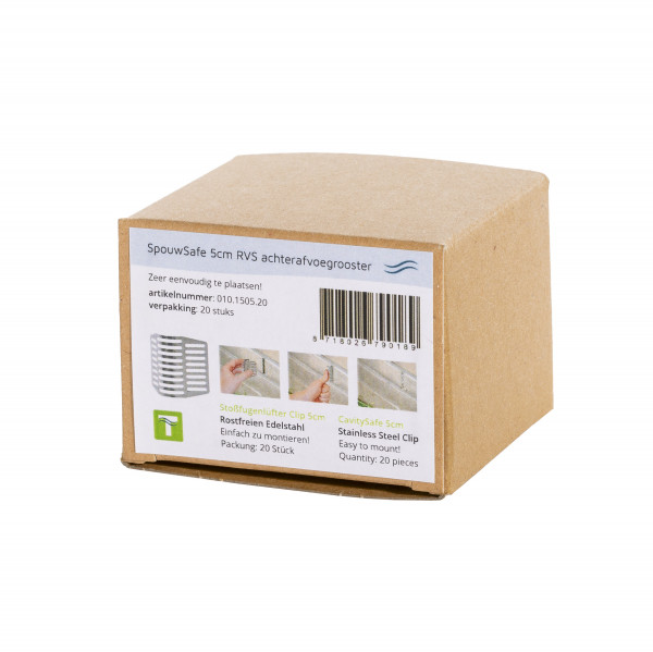 SpouwSafe 5cm Edelstahl Stoßfugenlüfter Weiß (box pro 20st.)