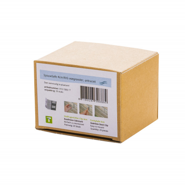 CavitySafe 4cm inox grille renovation pour joints mural anthracite (petite boîte à 20pcs)