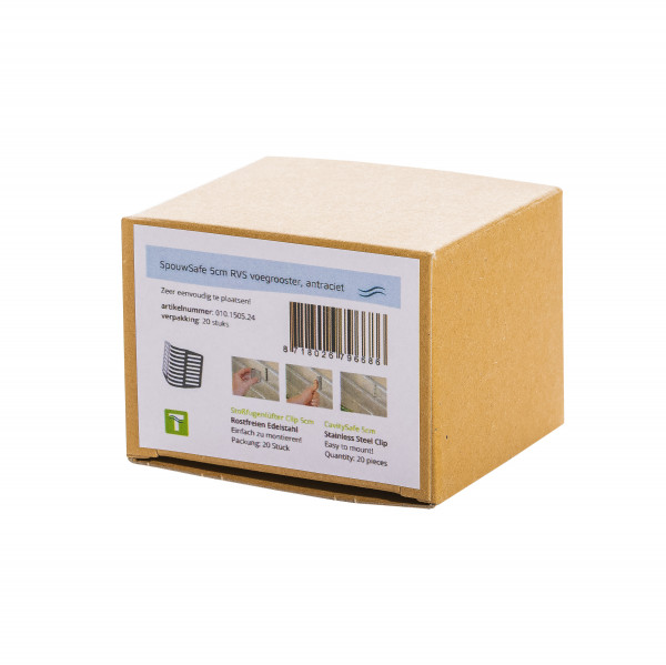 CavitySafe 5cm inox grille renovation pour joints mural anthracite (petite boîte à 20pcs)