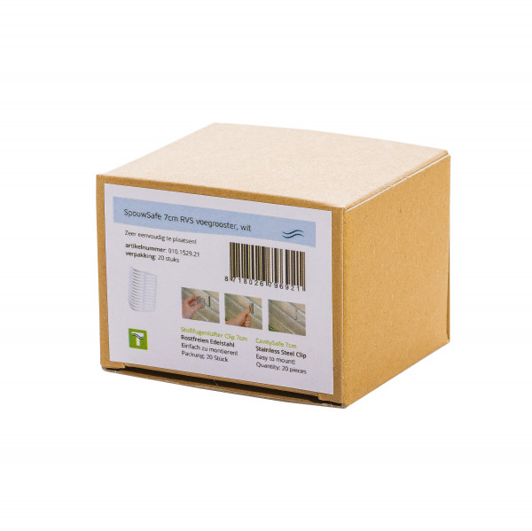 CavitySafe 7cm inox grille renovation pour joints mural blanc (petite boîte à 20pcs)