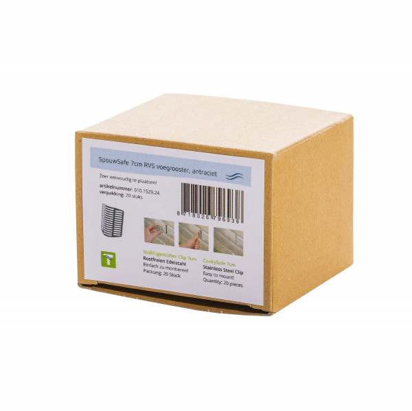 CavitySafe 7cm inox grille renovation pour joints mural anthracite (petite boîte à 20pcs)