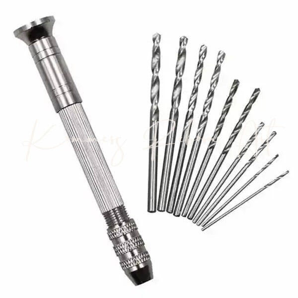 Mini hobby hand drill with 10 drills in different sizes product foto