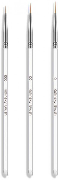 Juego de 3 pinceles para detalles de delineador en diferentes tamaños. Foto del producto