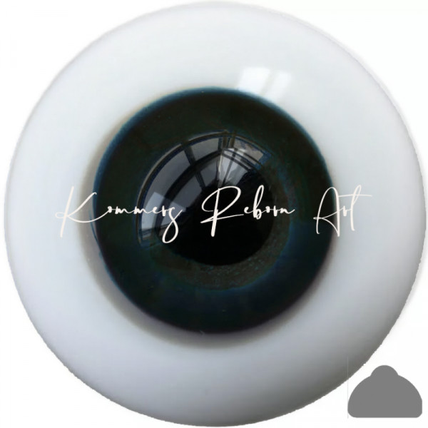 Oeil plat en verre solide - gris bleu - 18mm photo du produit