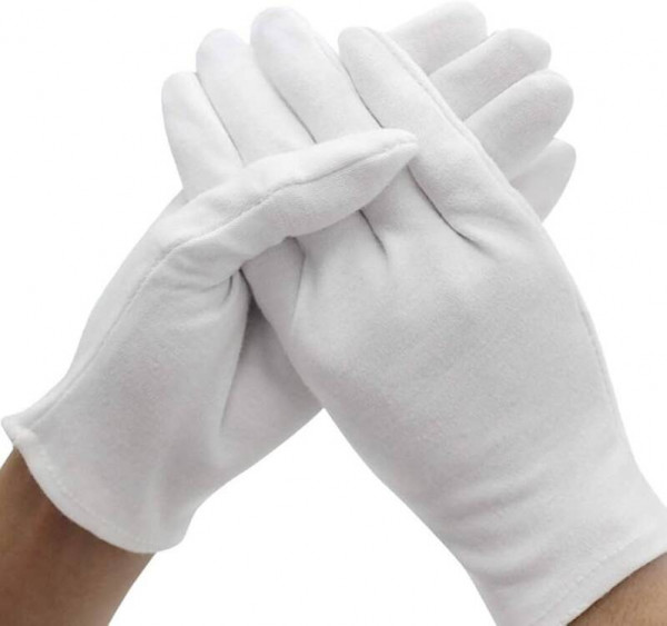 1 par de guantes blancos de algodón suave Foto del producto