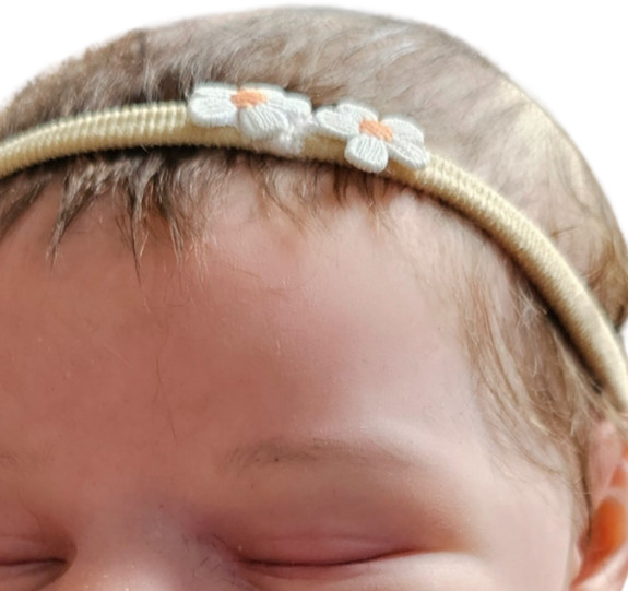 Handgemaakt haarbandje Madeliefjes product foto