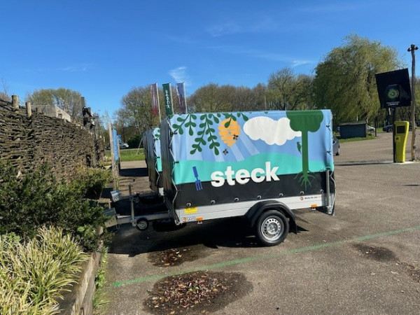 Huif aanhanger meerkleurig gestickerd