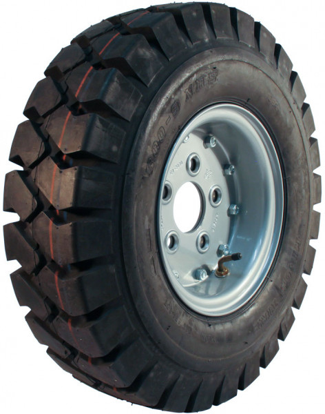 Luchtband + wiel 6.00x9 V-2502 12PR + 4.00E-9 ET0 67/112/5 121 A5 staal grijs