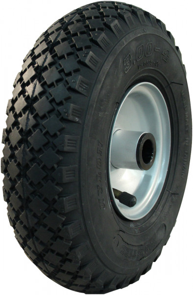 Luchtband + wiel 3.00-4 S-2303 2PR + 2.10x4H2 ET0 rollager Ø20 NL69 staal grijs