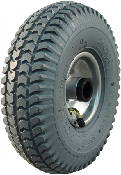 Luchtband + wiel 3.00-4 C-248 4PR + 2.10x4H2 ET0 rollager Ø25 NL75 staal grijs