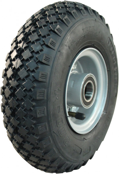 Luchtband + wiel 3.00-4 S-2303 4PR + 2.10-4H2 ET0 kogellager Ø25 NL75 staal grijs