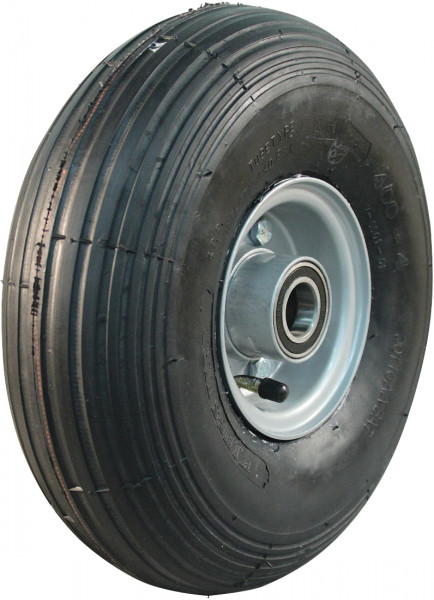 Luchtband + wiel 4.00-4 V-5501 4PR + 2.10-4H2 ET0 kogellager Ø25 NL75 52 A3 staal grijs