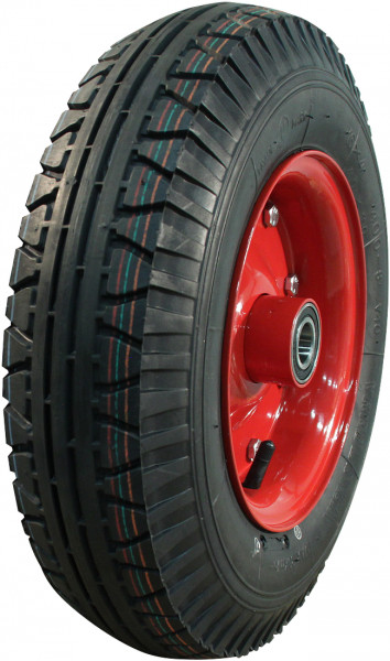 Luchtband + wiel 4.00-8 V-40 8PR + 3.00D-8 ET0 NL100 staal rood