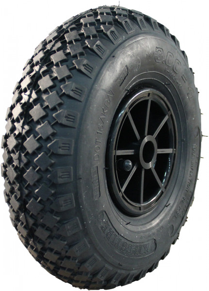 Luchtband + wiel serie 52 3.00-4 V-6605 2PR + 2.10x4 glijlager Ø20 NL75 kunststof zwart