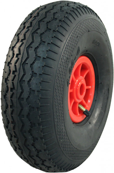 Luchtband + wiel 4.00-4 V-6504 4PR + 2.10x4 rollager Ø20 NL75 kunststof rood