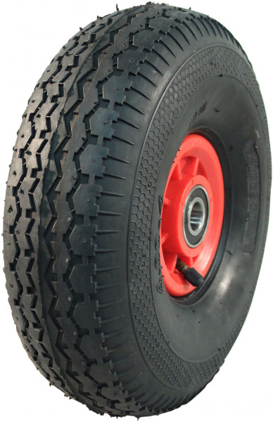 Luchtband + wiel 4.00-4 V-6504 4PR + 2.10x4 NL75 kunststof rood