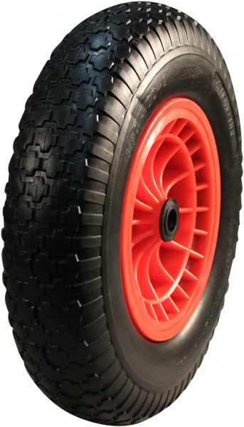 PU band + wiel 4.00x8 blok + 2.50Ax8 glijlager Ø20 NL75 kunststof rood