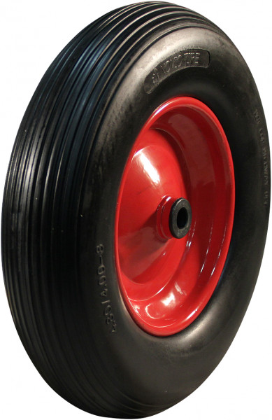 PU band + wiel 4.00x8 lijn + 2.50Ax8 glijlager Ø20 NL75 staal rood