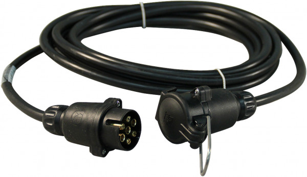 Verlengkabel 7-polig 5m kunststof stekker 7p + hang contactdoos 7p