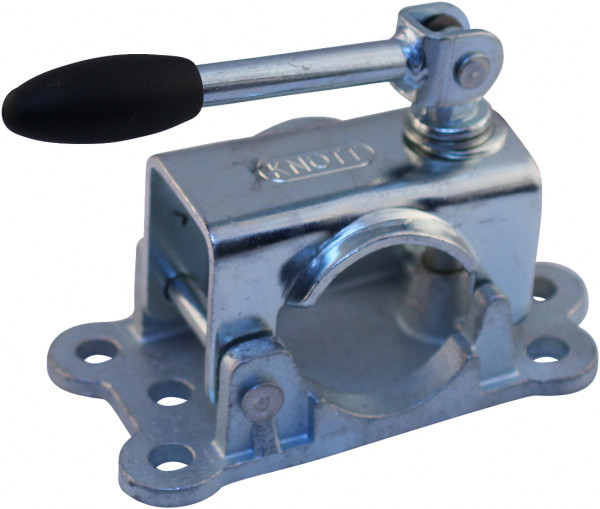 Neuswielklem opschroefbaar Ø48mm verzinkt gietijzeren grondplaat wegklapbare slinger