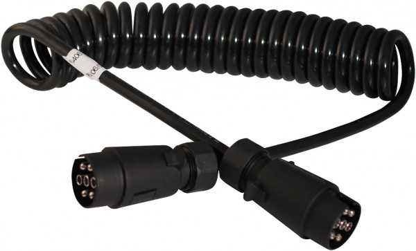 Spiraalkabel 7-polig 3,5m, kunststof stekkers