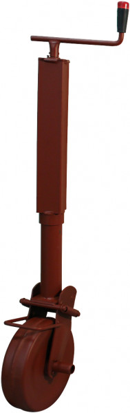 Steunwiel , halfautomatisch opklapbaar d.m.v. zware veren , ⧄70 stalen wiel 1000kg gemenied