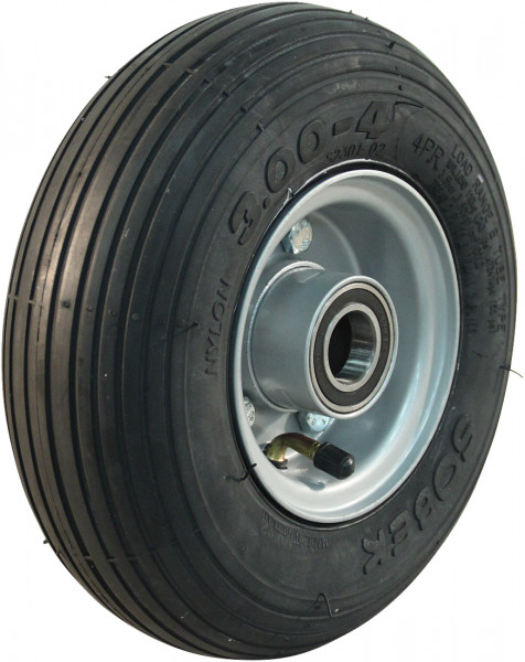 Luchtband + wiel 3.00-4 S-2301 4PR + 2.10-4H2 ET0 kogellager Ø25 NL75 staal grijs