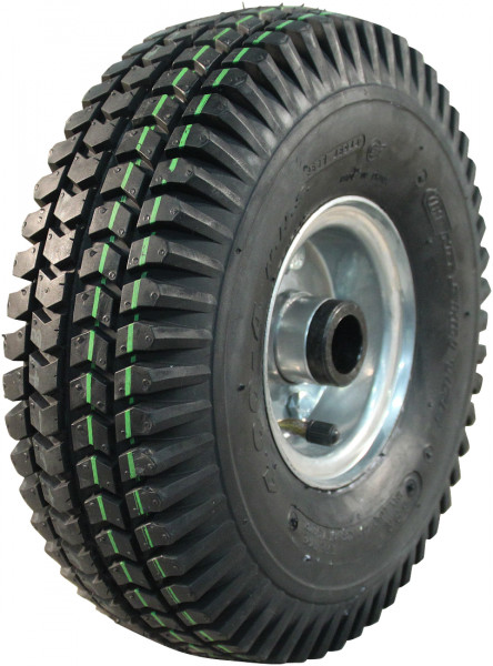 Luchtband + wiel 4.00-4 C-248 6PR + 2.10-4H2 ET0 rollager Ø25 NL75 staal grijs