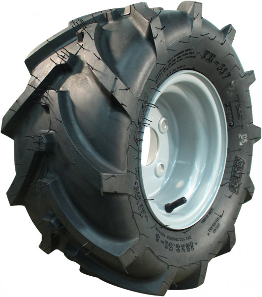 Luchtband + wiel 18x8.5-8 TR-317 4PR + 5.50x8H2 ET-2 60/100/4 staal grijs links