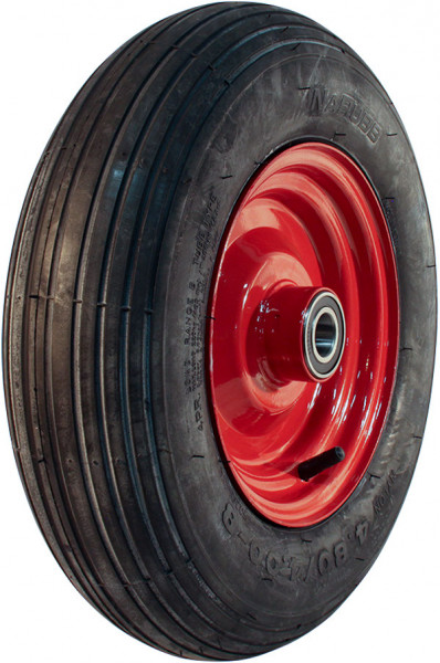 Luchtband + wiel 4.80/4.00-8 S-2301 2PR + 2.50Ax8H2 ET0 kogellager Ø25 NL75 45 A3 staal rood