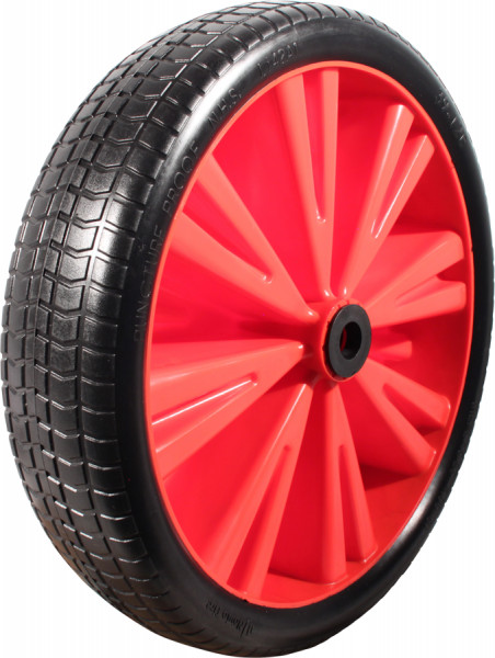 PU band + wiel 4.00x8 (369x83) blok + 2.50Ax8 rollager Ø20 NL75 kunststof rood