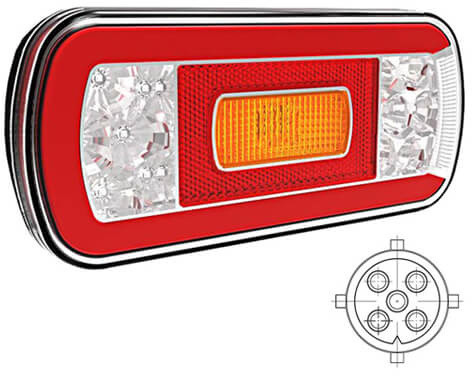 Achterlicht LED 5p bajonet universeel 12/24V