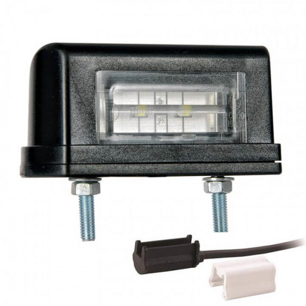 Kentekenlamp LED 12/24 V 83 x 40 x 30mm P&R kabel 200mm, 2x 1,5mm² 45mm  CE, ECE-R10 / R7 / R4 wit