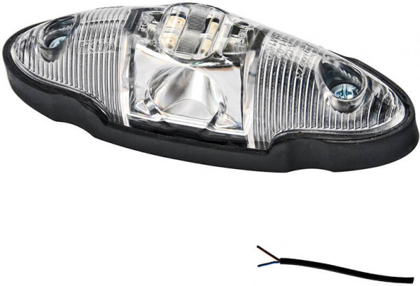 Contourlamp 120 x 40 x 35mm 83mm rood/wit blank links of rechts (universeel) kabel 500mm  12/24 V CE, ECE-R10 / R7