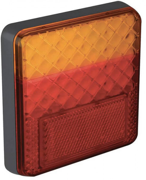 LED kabel achterlicht universeel 100 x 100 x 22mm remlicht knipperlicht    achterlicht rechthoek reflector 70mm IP67 12/24 V CE, ECE-R10 / R7 / R6 / R