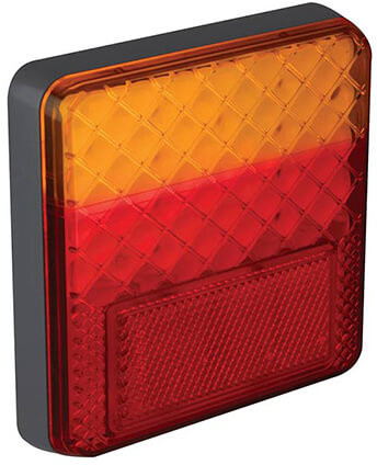 LED kabel achterlicht universeel 100 x 100 x 22mm remlicht knipperlicht    achterlicht rechthoek reflector 70mm IP67 12/24 V CE, ECE-R10 / R7 / R6 / R