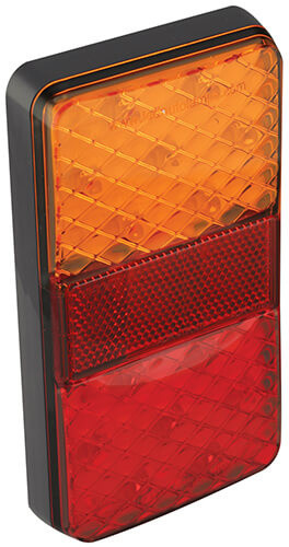 Achterlicht universeel 10m. kabel 150 x 80 x 24mm opbouw remlicht knipperlicht    achterlicht rechthoek reflector 100mm IP67 12/24 V CE, ECE-R10 / R7 