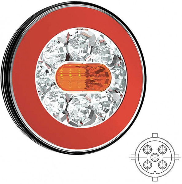 Achterlicht LED links of rechts (universeel) 5 PIN's bajonet remlicht knipperlicht    neon-achterlicht  IP68 12/24 V Lavaflow