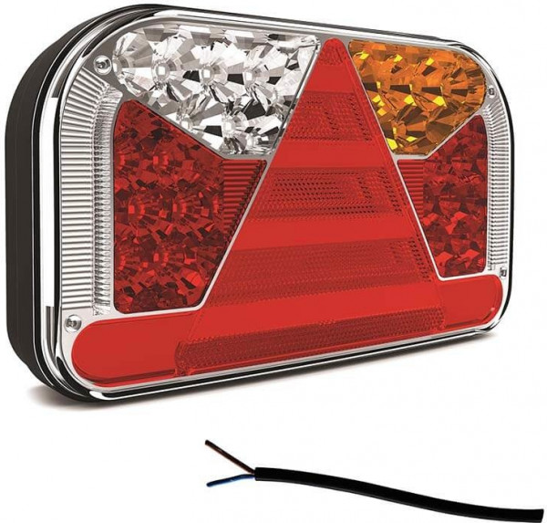 Achterlicht LED rechts kabel 100cm remlicht knipperlicht kentekenlicht   neon-achterlicht lengte driehoek IP68 12/24 V Lavaflow