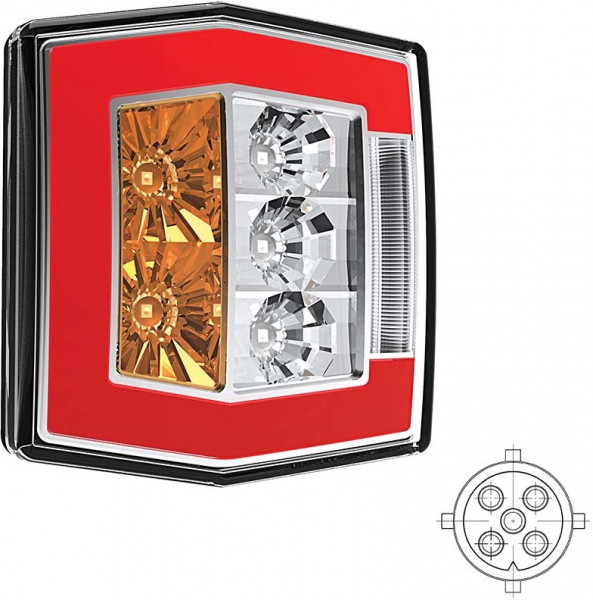 Achterlicht LED links of rechts (universeel) 5 PIN's bajonet remlicht knipperlicht kentekenlicht   neon-achterlicht  waterproof 12/24 V Lavaflow