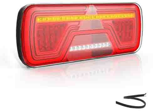 Achterlicht LED links kabel 200 cm remlicht dynamisch knipperlicht  mistlicht achteruitrijlamp neon-achterlicht lengte driehoek IP67 12/24 V Lavaflow